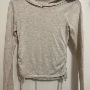 Women's Cream Long Sleeve Top with hood